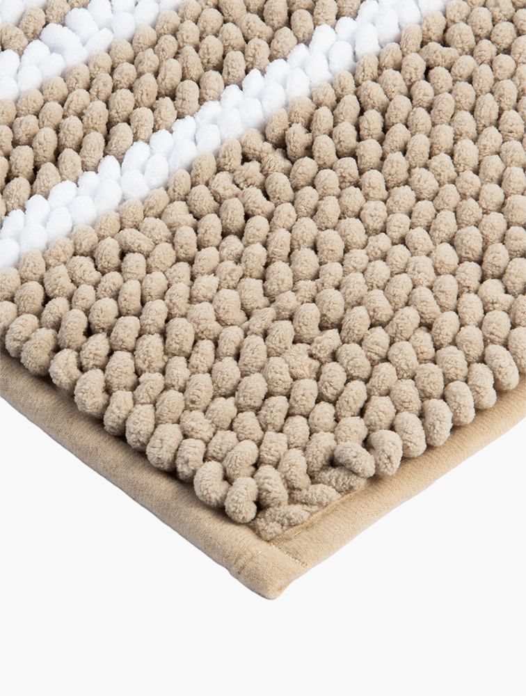 MyRunway Shop Woolworths Stone Chenille Stripe Pedestal & Bath Mat